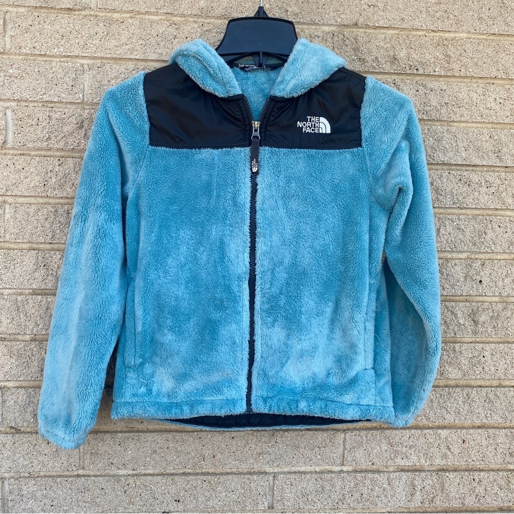 The North Face Size 10 Youth Blue Full Zip Plush Hooded Denali Jacket